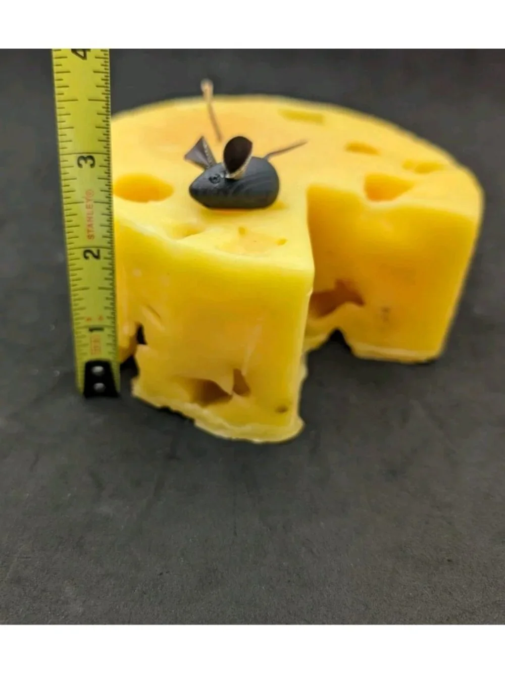 Vintage Handcrafted Cheese With Mouse Yellow Candle New 4.75